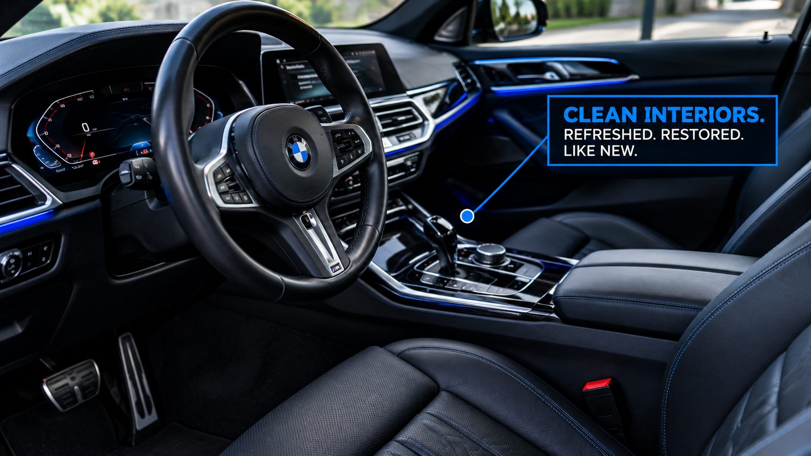 BMW interior cleaned, refreshed and restored like new